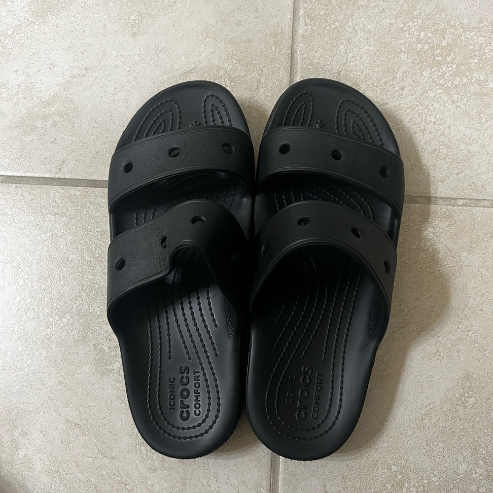 Black Crocs Double Strap Slide Sandal